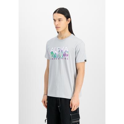 T-Shirt ALPHA INDUSTRIES "Nebula T-Shirt", Herren, Gr. S, grau (pastel grau), Obermaterial: 100% Baumwolle, Shirts T-Shirt