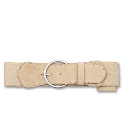 Taillengürtel BERND GÖTZ "Taillengürtel mit Stretch und großer silberner Ringschließe", Damen, Gr. 65, beige, Kunstfaser, Gürtel