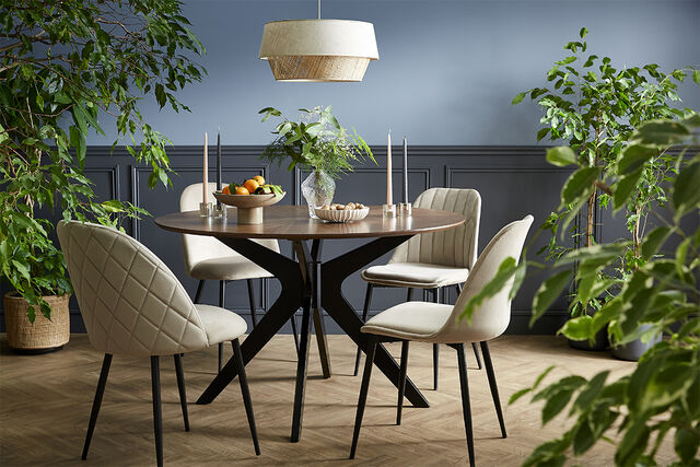 Miliboo Runder Design-Esstisch mit Walnussfurnier D120 cm DIELLI