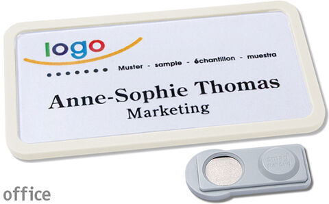 badgetec 10 Unità - Targhette portanome OFFICE magnetiche Magnete smag&reg;   bianco   75 x 37 mm, Plastica