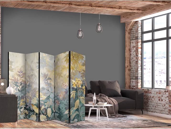 Akustik-Paravent Meadow and Flowers Andere Grau 225 x 172cm