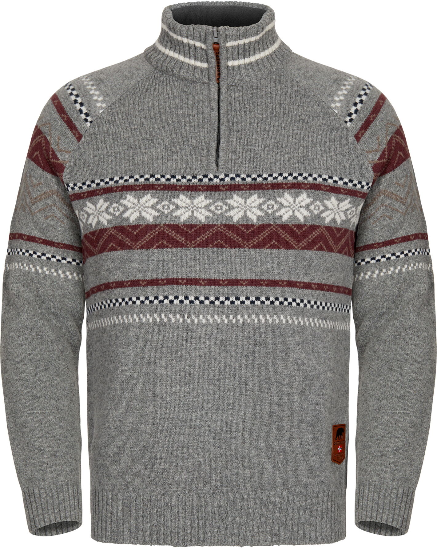 Gridarmor Men's Snøstjerne Half Zip Ullgenser Grey Melange Grey Melange M