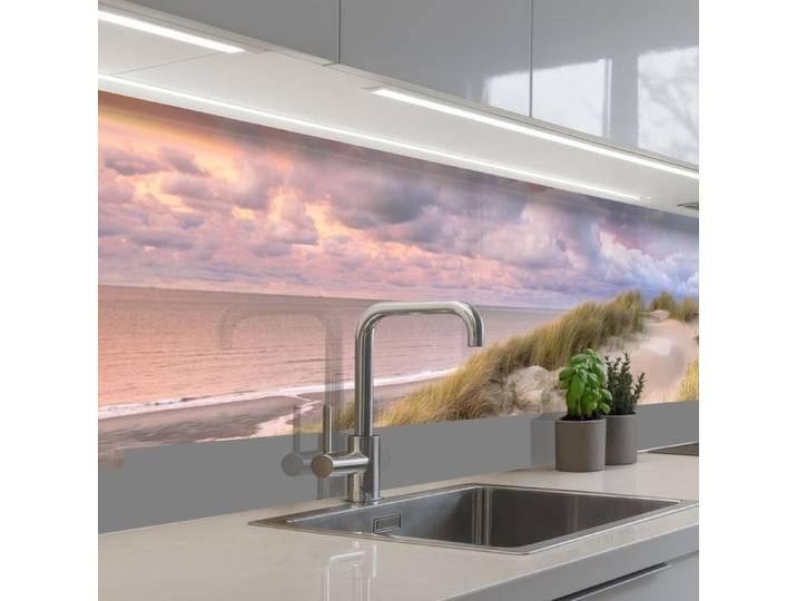 KitchenYeah crédence de cuisine Vue Dune Pays-Bas Coucher de Soleil