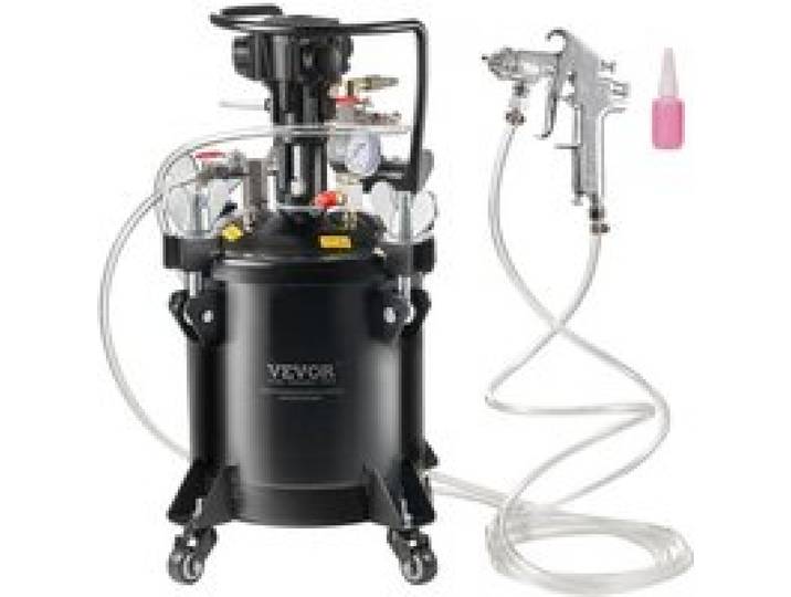 VEVOR Druckbehälter für Sprühfarbe, 10 L vollautomatischer Druckbehälter mit Rührfunktion, 70 psi einstellbarer Druck, Druckbehälter, Farbbehälter mit Spritzpistole und Schläuchen, für Malerei usw.