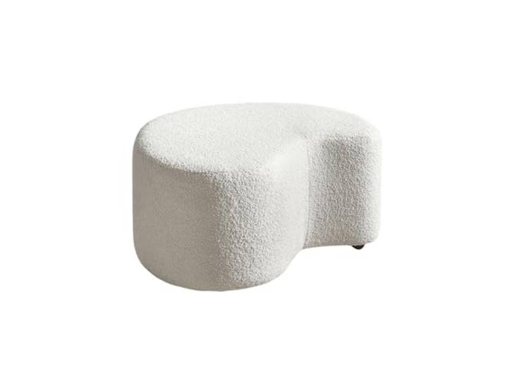 MIUFORM Pouf Hocker ǀ MIUF Sitzpouf ǀ Sitzhocker Fußbank Polsterhocker Wohnzimmer Schlafzimmer Vorzimmer Ankleidezimmer ǀ 68 x 64 x 36 cm ǀ Bouclé-Stoff (Beige)