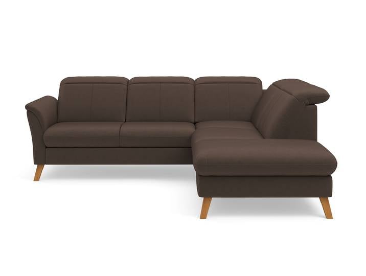 Ecksofa, 250x220 cm, Microfaser, Dunkelbraun, Ottomane Rechts, Modern, SIT & MORE