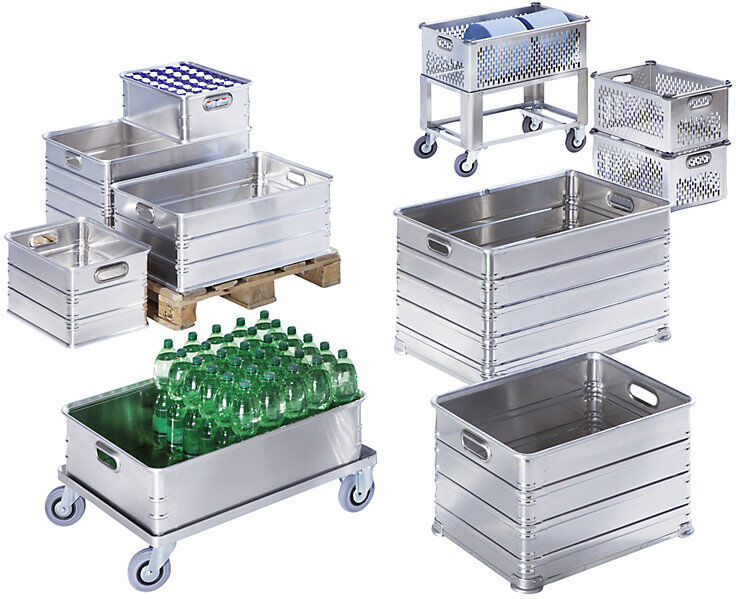 Transport- und Stapelkasten aus Aluminium, Volumen 55 l, rollenbahngeeignet ZARGES