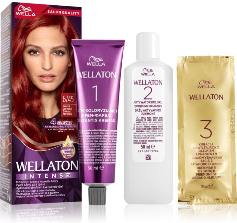 Wella Wellaton Intense coloration cheveux permanente à l'huile d'argan teinte 6/45 Red Passion 1 pcs