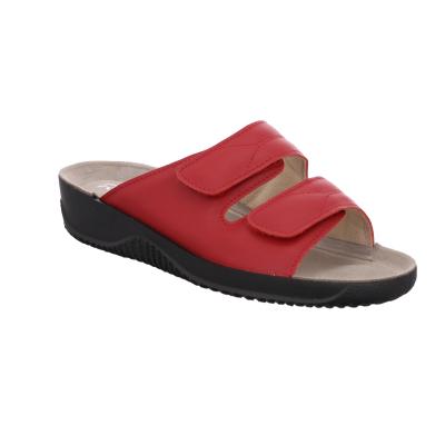 Pantolette ROHDE "Soltau-40", Damen, Gr. 42, Lederimitat, rot, Basic, Schuhe Pantolette, Hausschuh, Komfortschuh, Klettschuh mit Keilabsatz