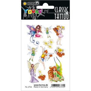 Herma Temporäre-Tattoos 6764, farbig, Feen, 1 Blatt à 7,6 x 12 cm, 10 Tattoos