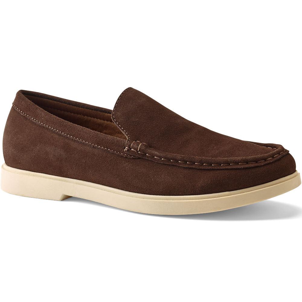 Veloursleder-Mokassins für Herren, Herren, size: regular, Braun, Rauleder, by Lands' End