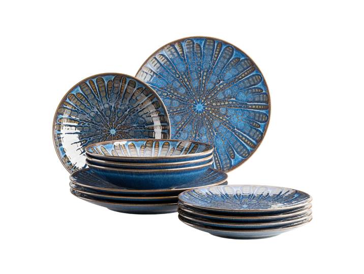 Tafelservice MÄSER Aquamarine , blau, 12, Geschirr-Sets, Tafelservice