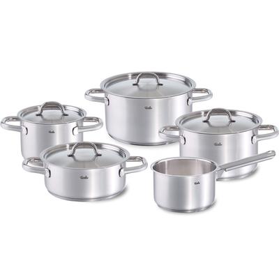 Topf-Set FISSLER "Family Line", silber (edelstahlfarben), Töpfe, extra breiter Schüttrand