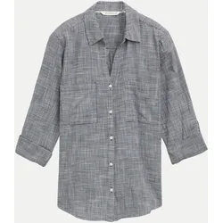 Bluse mit Brusttaschen Grau 46