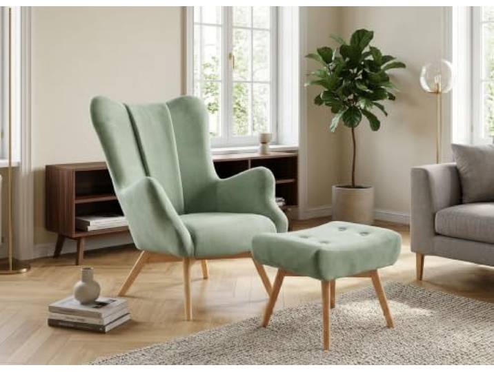 Family Meble Sessel mit Fußhocker Vika Royal – Variante Velutti 34