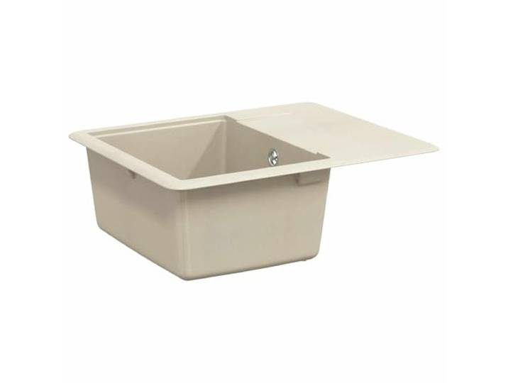 Xhnifbn Küchenspüle Granit Beige 560x460mm Einbauspülbecken Hitzebeständiges Verbundbecken für die Küche, kratzfeste Oberfläche mit Siebkorbventil und Zubehörset.