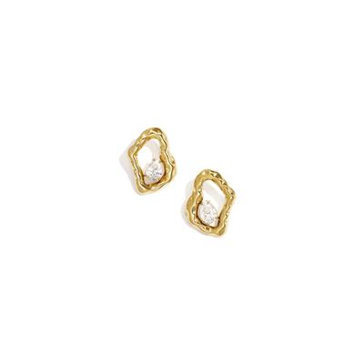 Paar Ohrstecker ADELIA´S "LIVAYA Geometrische Ohrringe Ohrstecker aus Edelstahl mit Strass", Damen, Gr. Damen, Edelstahl, gold (goldfarben), Ohrringe, Trendig durch die unregelmäßig geformte Kontur mit Strass.