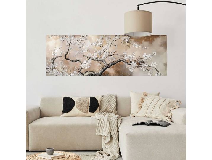 Poster Fleurs rustiques Matériau : Papier Motif : Arbres, plantes & nature Beige/Beige 53 x 158 x 0cm