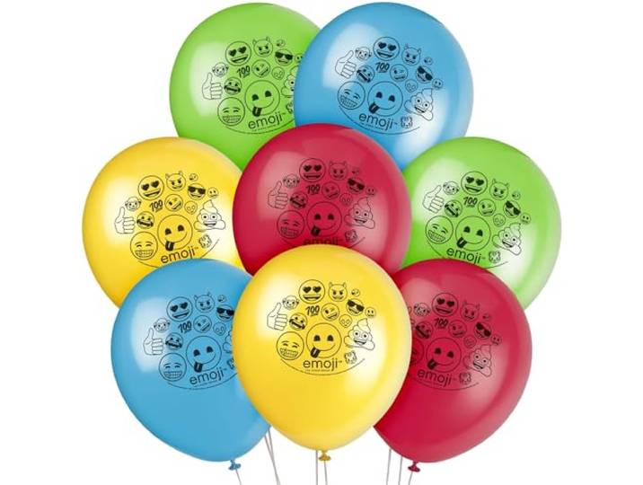Unique Party 50028-12 Latex Emoji-ballonnen, Pack van 8