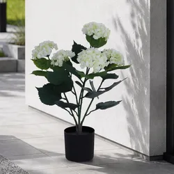 Künstliche Hortensie MCW-Q86, Dekopflanze Kunsthortensie Kunstpflanze, Outdoor Polyethylen 64x40x40cm ~ weiß