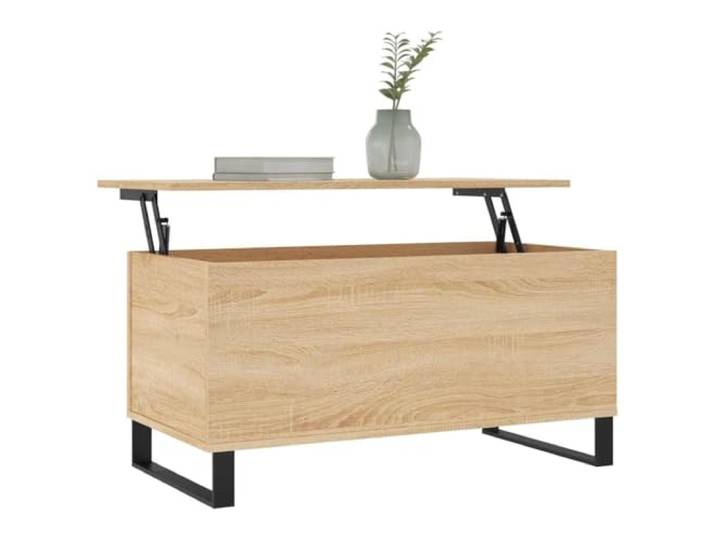 KTHLBRH Couchtisch Sonoma Eiche 90 x 44,5 x 45 cm Mehrschichtholz Hebefläche, verstecktes Ablagefach, Beine aus Metall, stabil und robust