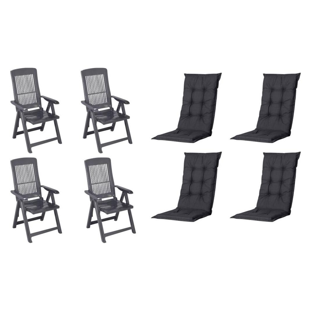 ProGarden Tampa+Auflagen SET an/bl X64444 Gartenmöbel-Set (X64444)