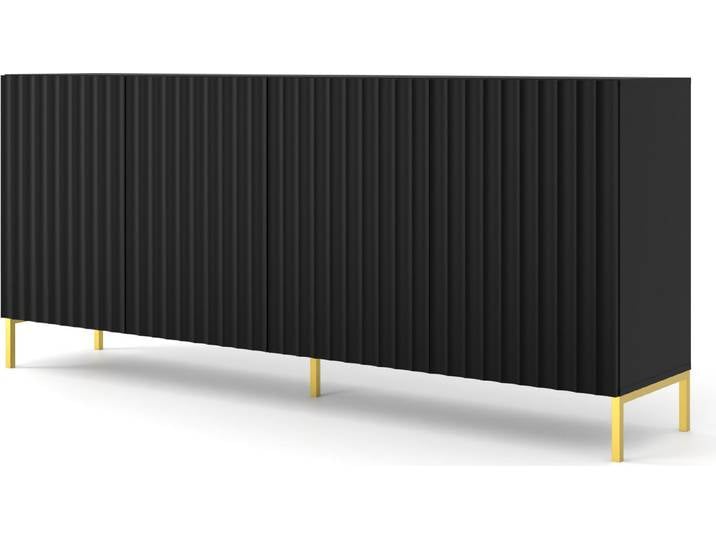 Homlando Komoda Wave\, 200 cm\, freise 4D\, finition noire mate
