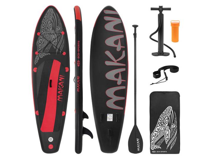 ECD-Germany Stand UP Paddle Board Makani Schwarz-Rot, Kunststoff, Wasser/Strand/Meer, 80x15x320 cm, Freizeit & Co, Pools & Wasserspaß, Stand Up Paddle