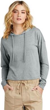 District DT1390L Women's Perfect Tri Midi Long Sleeve Hoodie in Grey Frost size 4XL   Triblend