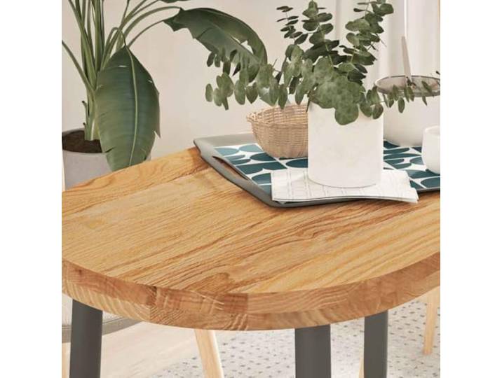 PTUGUOF Ovale Tischplatte Massivholz Eiche Hellbraun 100x50x4 cm Robust, Pflegeleicht, Vielseitig als Couchtisch, Beistelltisch oder Stehtisch