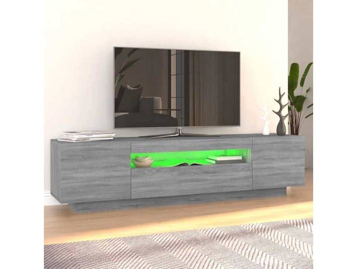 Cabinet TV haute de gamme - Vidaxl - Meuble TV/BANC TV - avec lumières LED Sonoma gris 160x35x40 cm 179646wzz35m