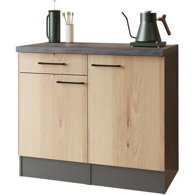 Buffet RESPEKTA "Oliver", braun (artisan eiche nachbildung), B:100cm H:90cm T:60cm, MDF, Schränke, Buffet, zerlegt, mit Soft Close Funktion, Breite 100 cm