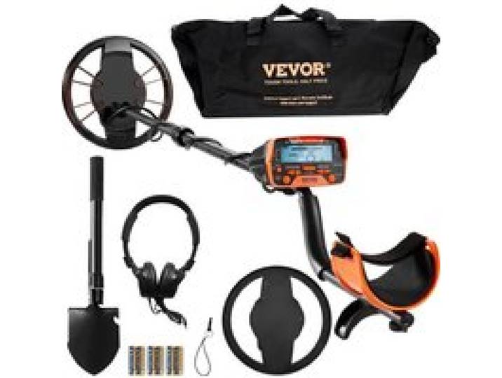 VEVOR Metalldetektor Kit für Erwachsene Multifunktionaler Profi-Detektor mit 7 Modi Metallsuchgerät wasserdichte 25,4cm Spule für Größere Tiefe, mit Schaufel und Tragetasche