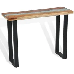 Décoshop26 - Teak-Konsolentisch mit Glas- und Harzeinlagen 100x35x75 cm DEC032257