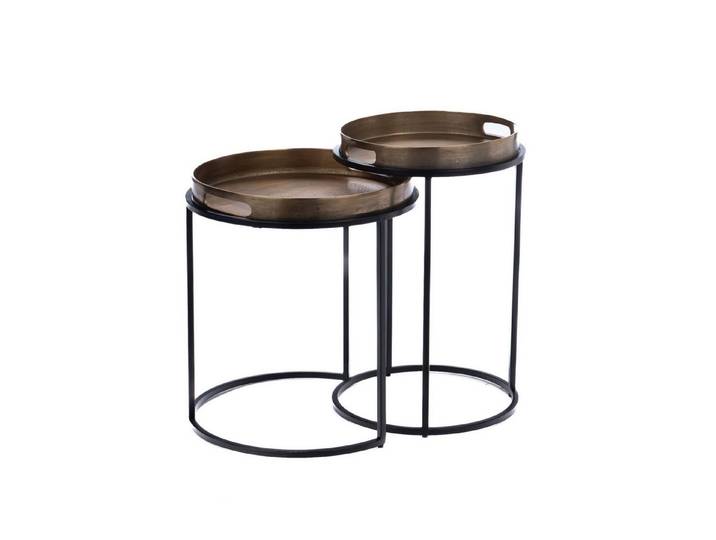 Villa Möbel Beistelltisch Laune (Set, 2-St., 2'er Set), aus Aluminium Kupferoptik mit schwarzem Metallgestell als Set