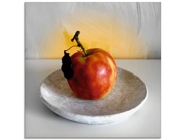 Glasbild ARTLAND Ein Apfel am Tag , grau (farbe bild(er): grau), B:20cm H:20cm, Bilder, Glasbild, in verschiedenen Grössen