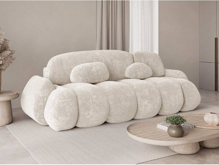 MOEBLO Schlafsofa STONE, Sofa mit Schlaffunktion und Bettkasten, Couch Polstermöbel Sitzmöbel 3-Sitzer-Sofa Stoffsofa - Hellbeige Sofa, Farbe Cloud Dancer, (BxHxT): 270 x 103 x 113 cm