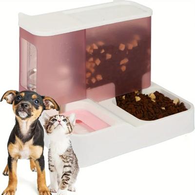 Uplifted Goods 2 In 1 Automatic Pet Gravity Feeder And Waterer pink