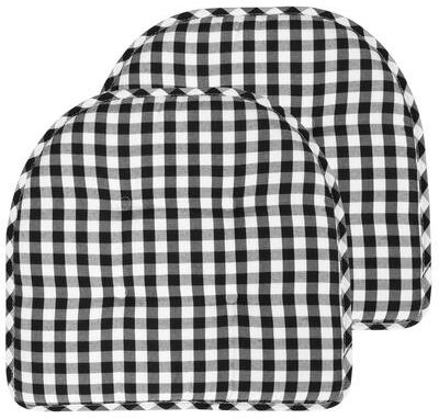 "Sweet Home Collection Checkered Buffalo Check U-Shaped Memory Foam Chair Cushions 17"" x 16"""