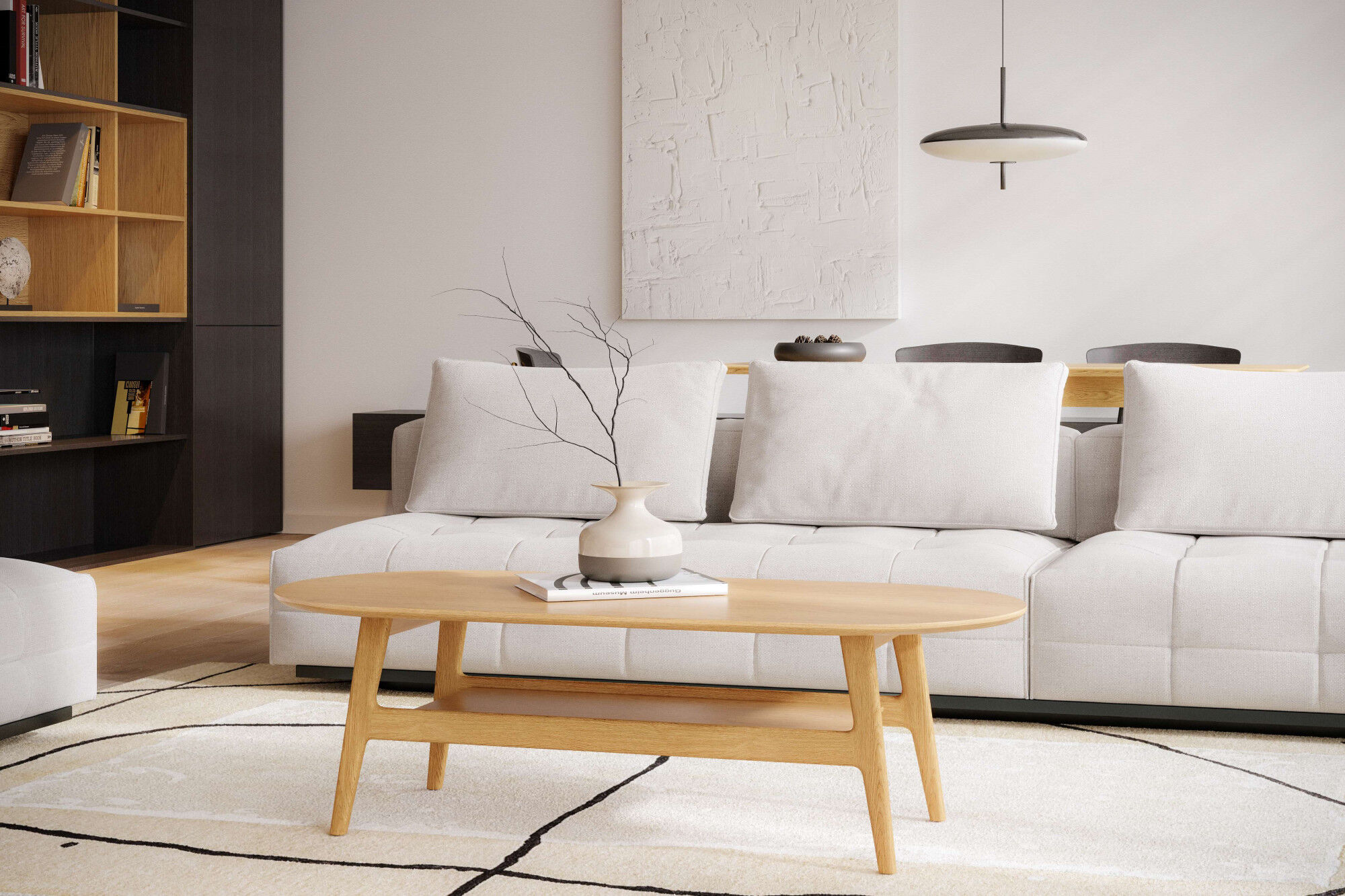 Couchtisch WOODMAN "Curved, Tisch, Kaffeetisch, Beistelltisch", beige (natur, natur, natur), B:130cm H:39cm T:60cm, Tische, Couchtisch, Scandi Design, Breite 130 cm, FSC-zertifiziert natur, natur, natur B/H/T: 130cm x 39cm x 60cm