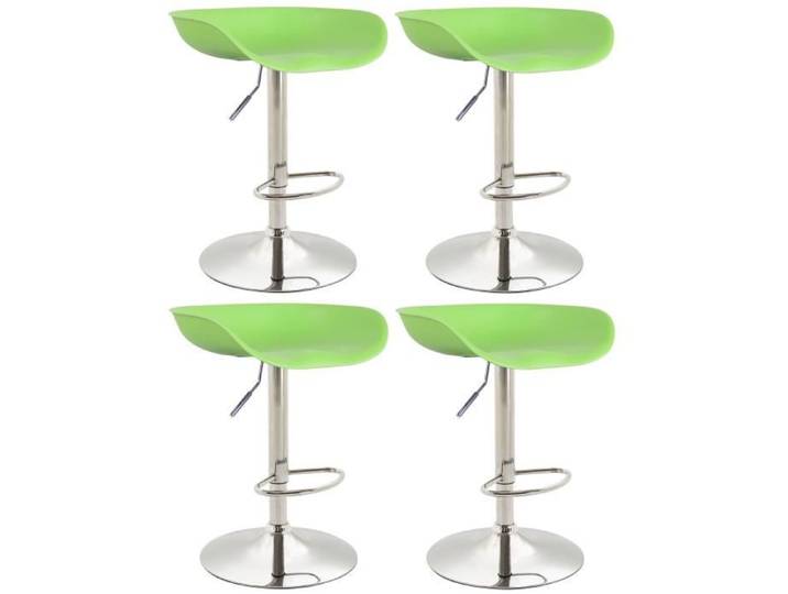 Lot de 4 Tabourets de Bar Anaheim - CLP - Assise Plastique - Pieds Trompette - Vert