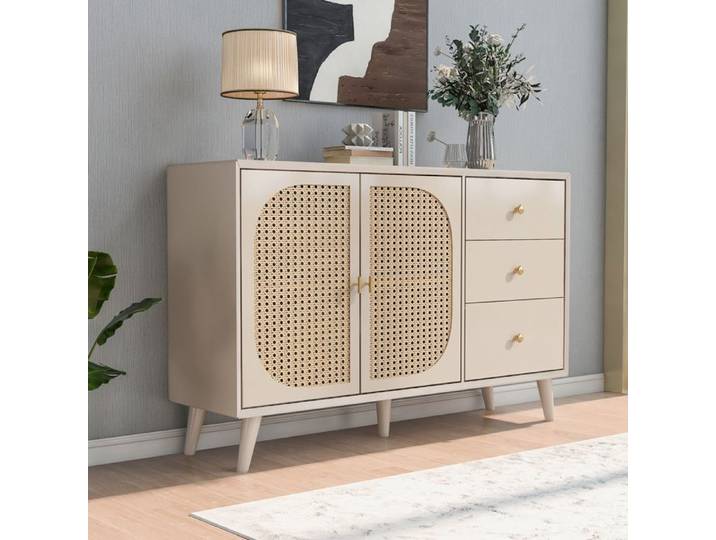 Salle à manger Salon Buffet Commode Meuble de rangement Buffet TV avec portes et tiroirs Buffet avec grand espace de rangement Blanc