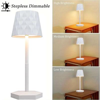 Inspired Living Aurora Ripple Cordless Table Lamp Rechargeable LED Touch Control Modern Bedside Lamp white