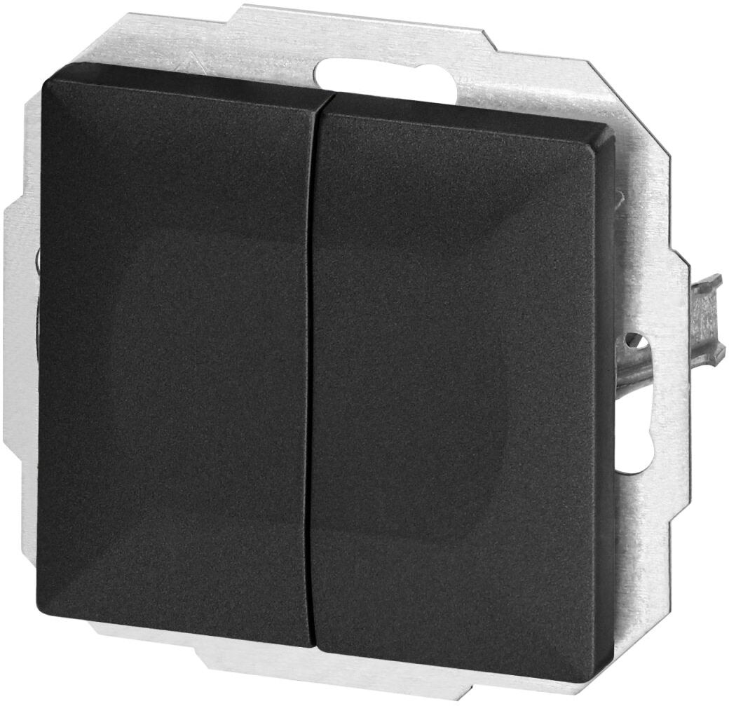 Orno Interrupteur Mural Va-et-Vient Double Encastré 10A 250V - Noir
