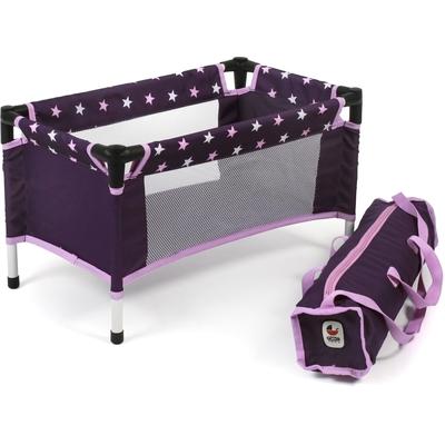 Puppenbett CHIC2000 "Puppen-Reisebett", lila (stars lila), Puppenmöbel, KinderB:31cm H:32cm T:54cm, Stahl, Stoff, mit Stoff-Tragetasche, B:31cm H:32cm T:54cm