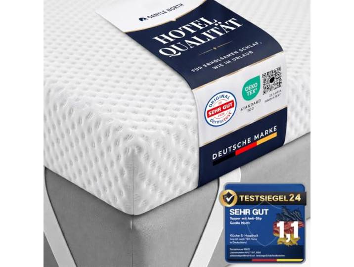 Hochwertiger Topper 160x200cm 7cm - H2/H3 Matratzentopper mit weicher Gel-Memory- und stützender Komfortschicht - Ökotex 100 Zertifiziert - Atmungsaktiver & waschbarer Bezug - Matratzenaufwertung