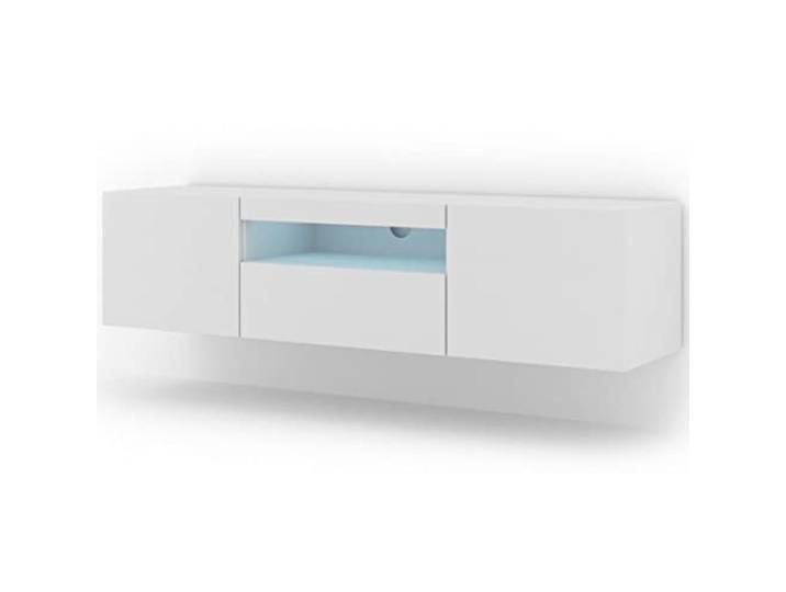 BIM Furniture Lowboard TV Schrank Aura 150 cm Hängend oder Stehen universal Unterschrank Fernsehschrank TV Board Sideboard HiFi-Tisch Hängender Schrank (Weiße Matte mit LED)