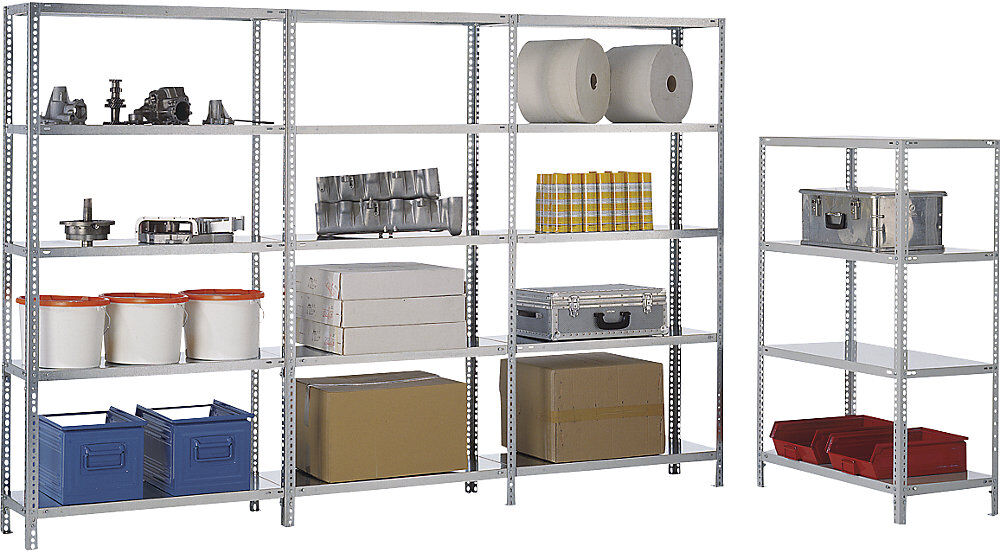 Lager-Schraubregal, Bauart mittelschwer, beidseitig, HxBxT 3000 x 1000 x 400 mm, verzinkt, Grundregal eurokraft pro