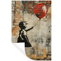 WANDTATTOO Graffiti - Banksy - Mädchen - Straßenkunst Wandaufkleber 80x120 cm