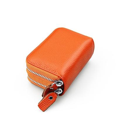 RFID-blockierende Leder-Münztasche Doppelter goldener Metallreißverschluss unterteilte Konzertina 9 Kreditkartenetui 4 Geldscheinfach